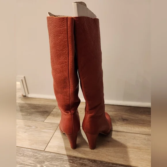Aldo Red Leather Tall High Heeled Boots - Picture 5 of 6